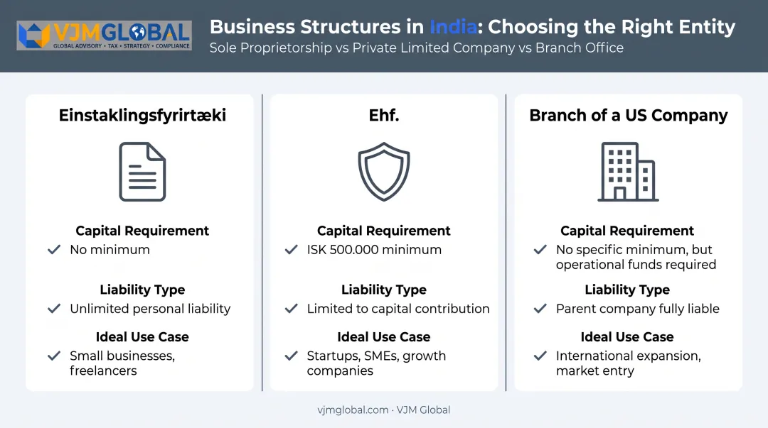 Comparison of Icelandic business structures for foreign founders