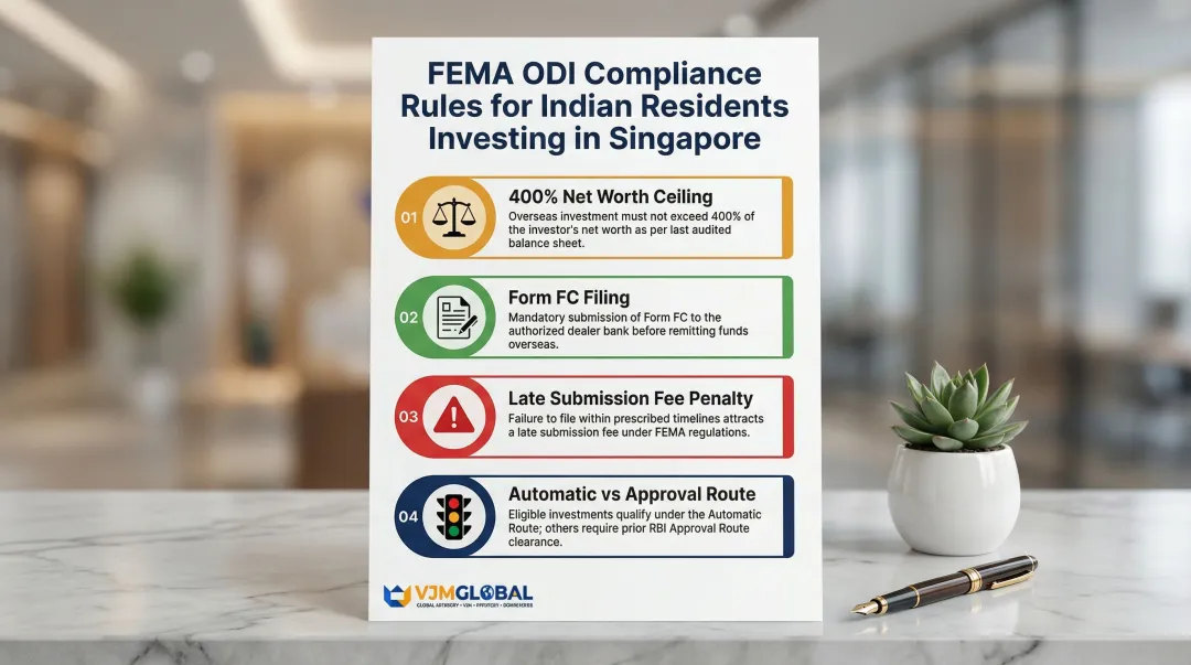 India FEMA ODI compliance rules four requirements for Singapore investment remittance