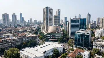 Mumbai financial district skyline featuring Bombay Stock Exchange and modern towers