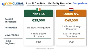 Irish PLC versus Dutch NV capital and governance comparison chart