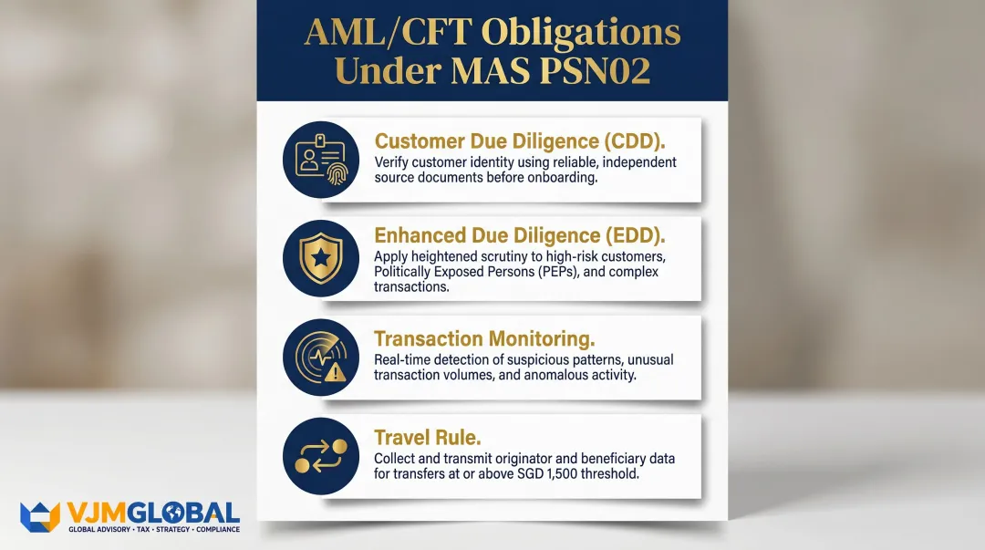 MAS PSN02 AML CFT compliance framework four key obligations for DPT providers