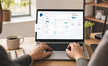 Freelancer reviewing PayPal and UPI payment options on laptop