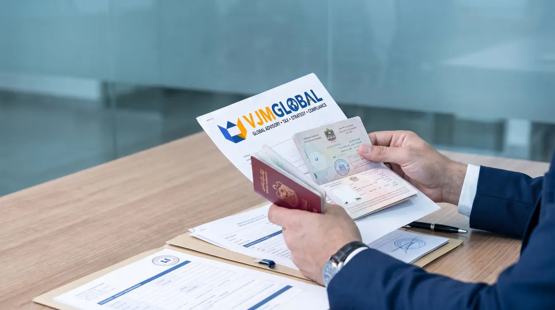 Business professional reviewing legal documents and passport for company registration