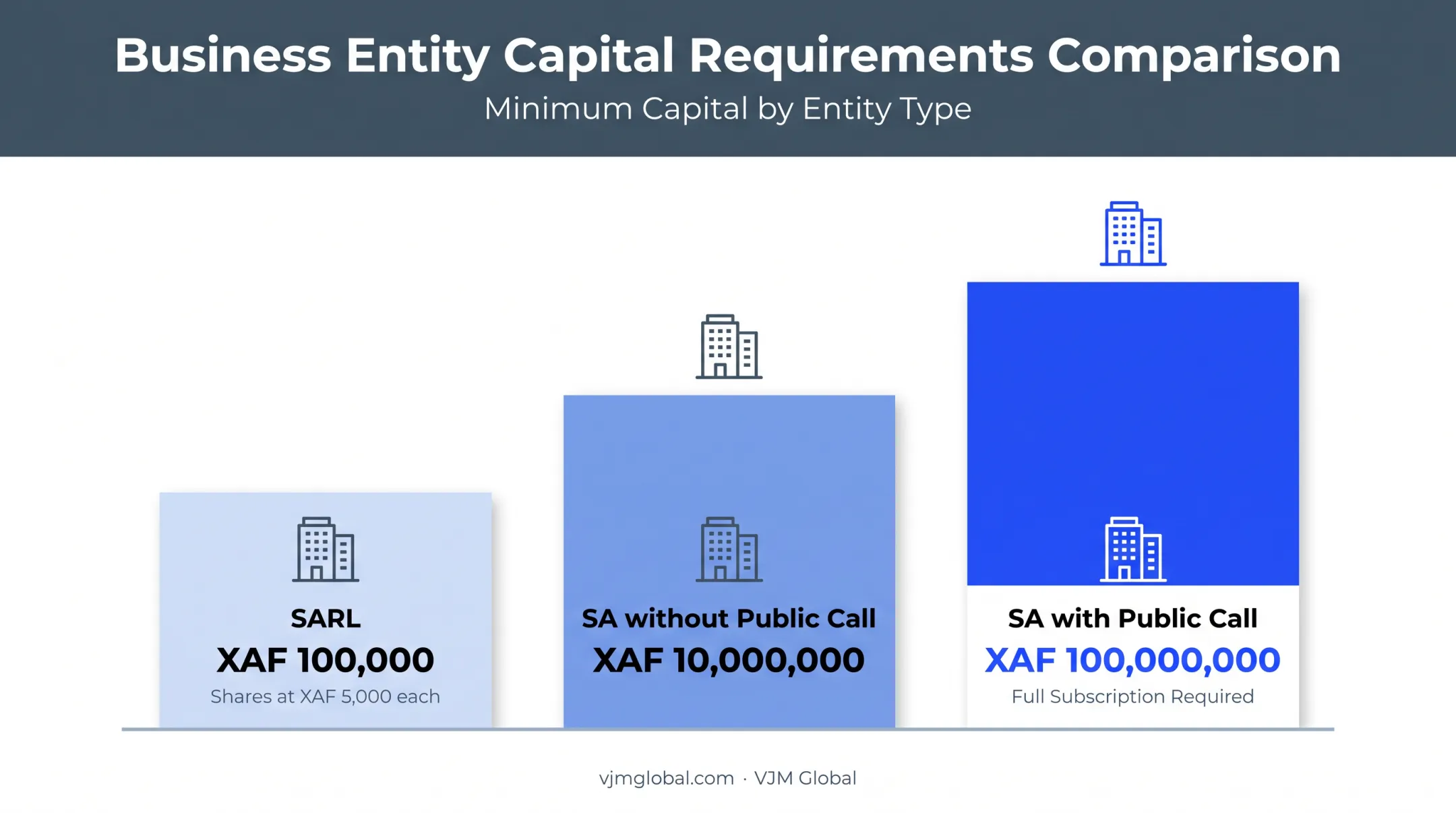 Cameroon business entity minimum capital requirements comparison chart