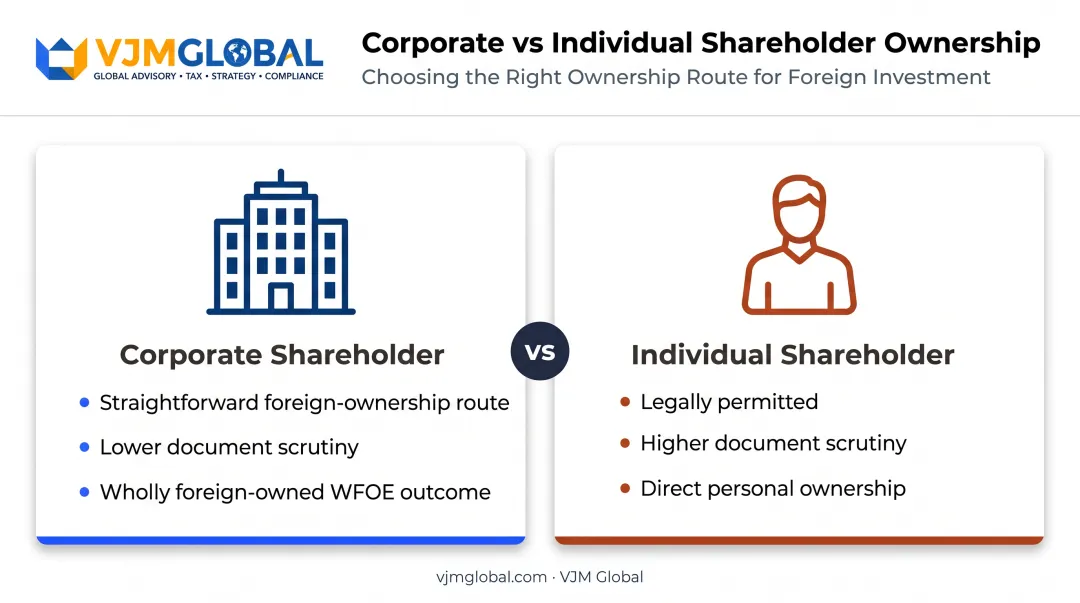 Corporate versus individual shareholder comparison for China single-shareholder company