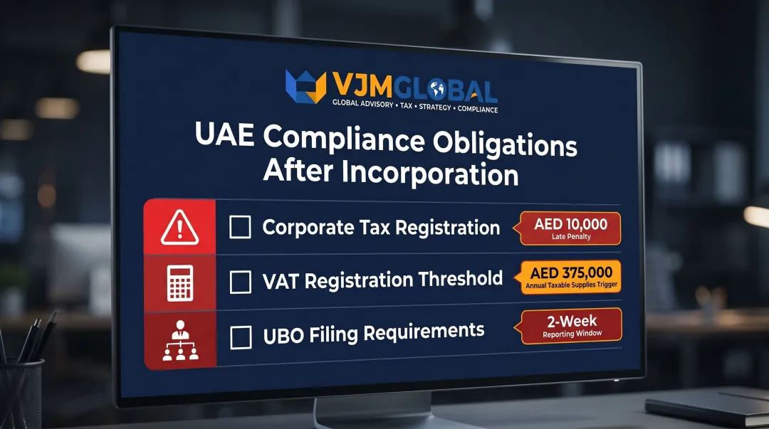 UAE post-registration compliance obligations checklist infographic for Singapore businesses