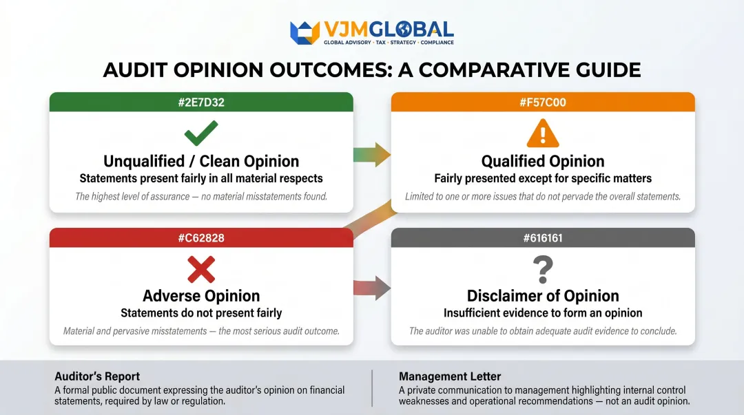 Four IPC audit report outcomes from unqualified to disclaimer of opinion