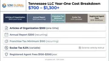 Tennessee LLC year-one total cost breakdown by category