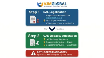 Singapore document legalisation two-step process for UAE bank account opening