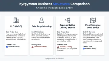 Four legal structures for foreign-owned businesses in Kyrgyzstan compared