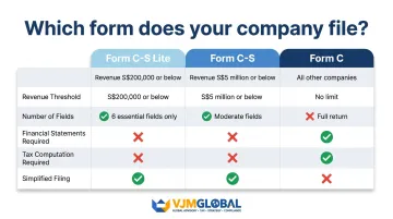 Form C-S Lite versus Form C-S versus Form C corporate tax return comparison chart