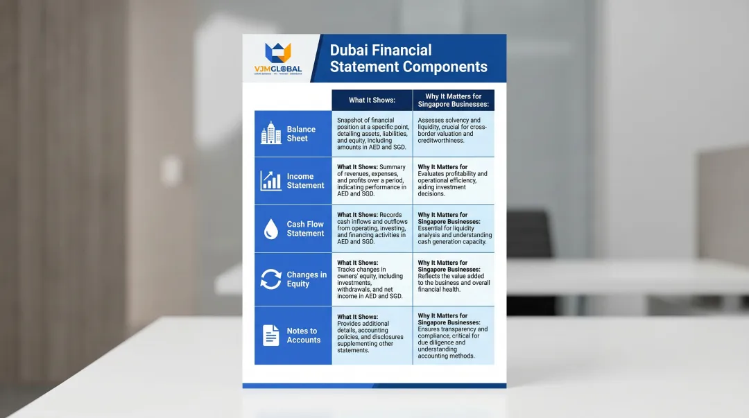 Five Dubai financial statements overview with purpose and Singapore business relevance