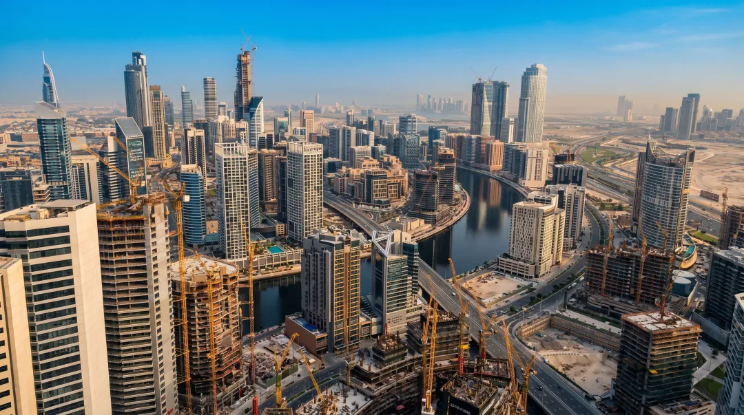 Dubai skyline with luxury residential towers and active real estate development