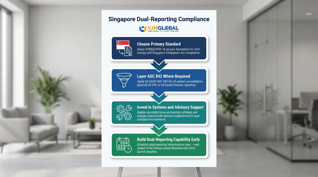Four-step decision framework for Singapore businesses managing IFRS 16 and ASC 842 compliance