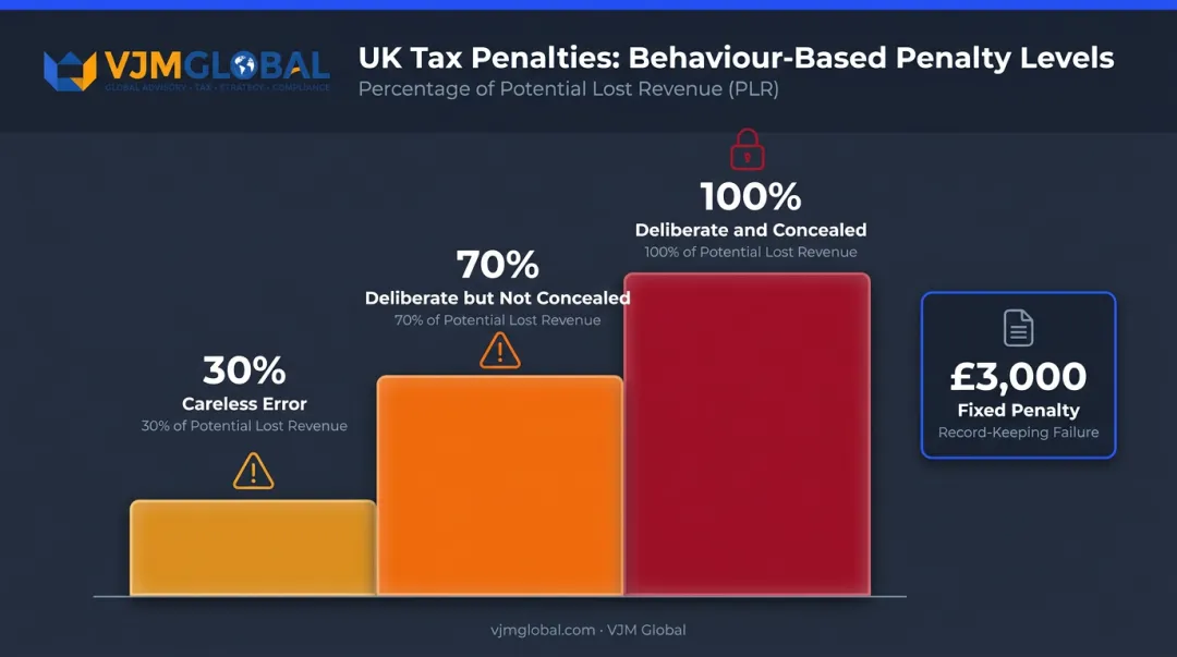 HMRC transfer pricing penalty scale by behaviour type and potential lost revenue