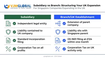 UK subsidiary versus branch structure comparison for Singapore companies