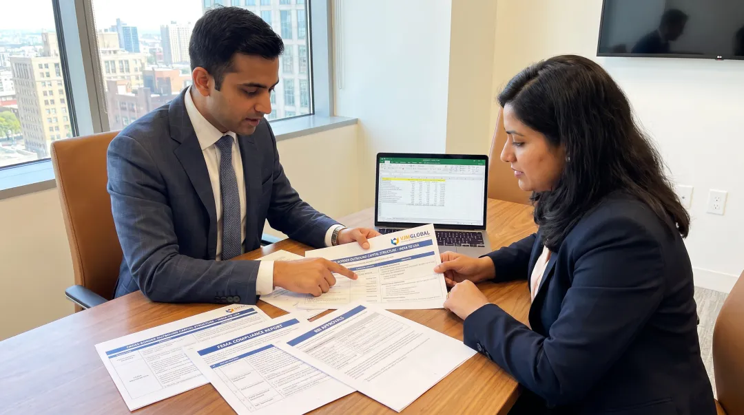 VJM Global advisory team assisting Indian founder with cross-border compliance