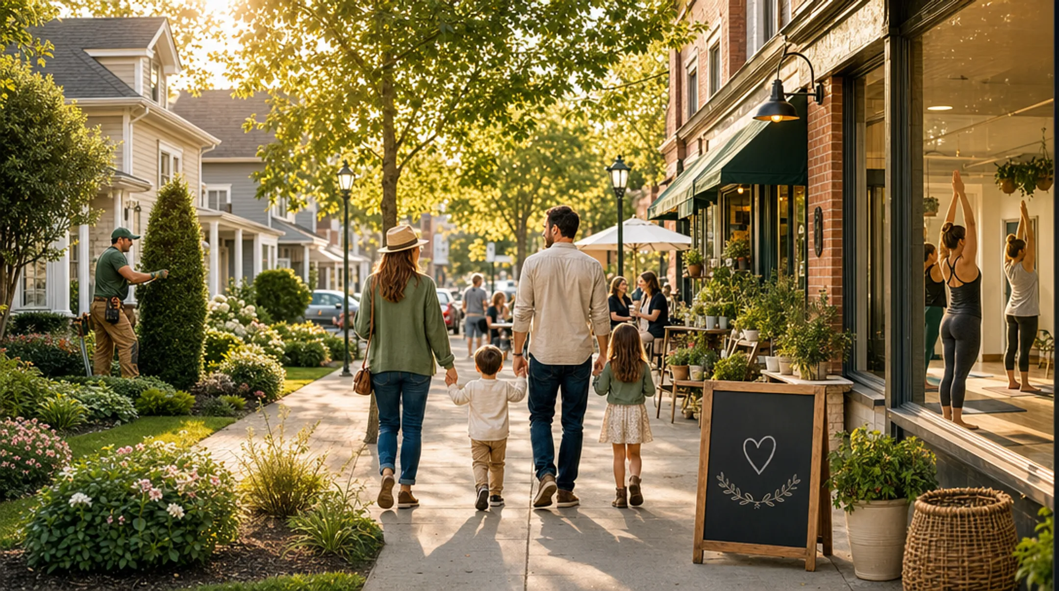 Small business owners in home services retail and wellness studios in suburban setting