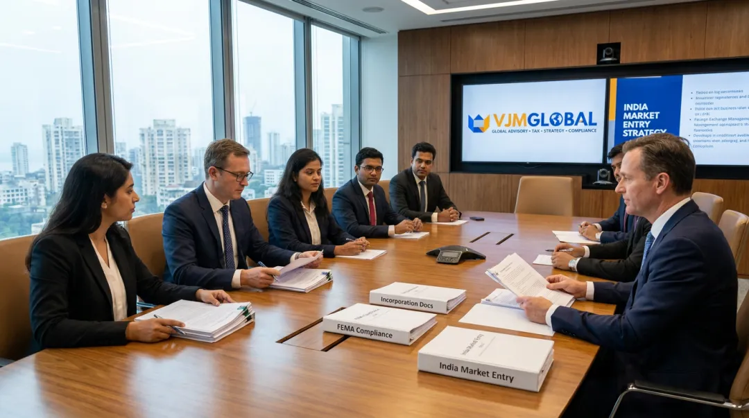 VJM Global advisory team assisting foreign businesses with India compliance