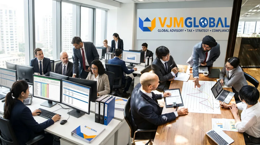 VJM Global offshore accounting team of CPAs and Chartered Accountants working at workstations