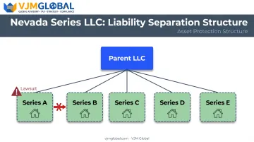 Nevada Series LLC structure showing parent company with five separate series