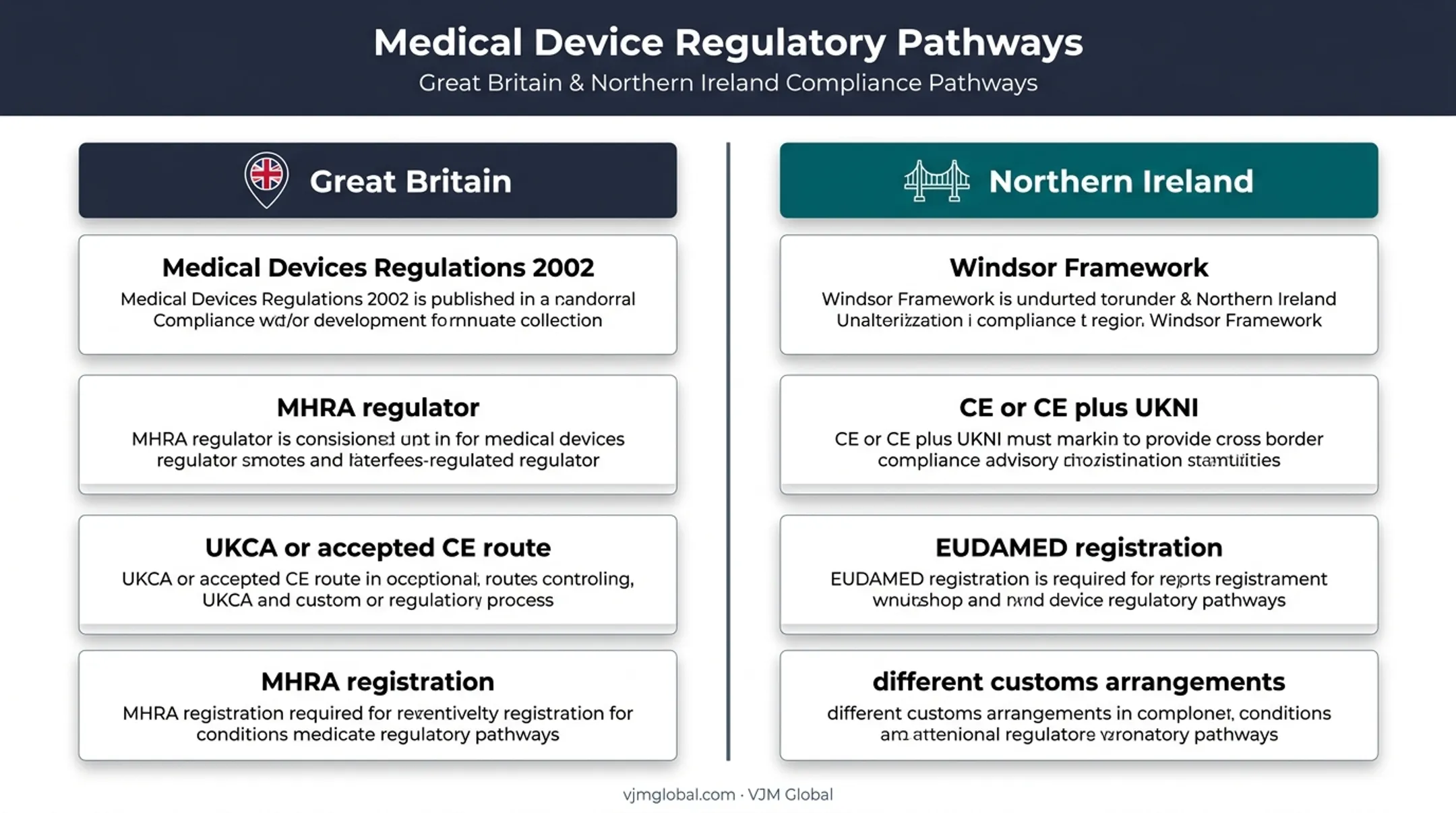 Great Britain and Northern Ireland medical device route comparison