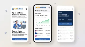 Fintech banking app interface for remote US business account setup