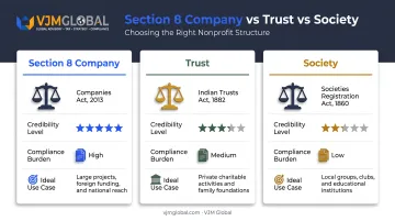 Section 8 company versus Trust versus Society structure comparison chart