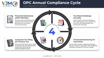Annual OPC compliance cycle showing reporting governance and tax deadlines