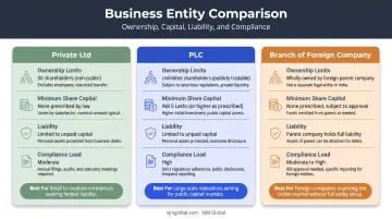 Comparison chart of Private Ltd PLC and Branch company structures Nigeria