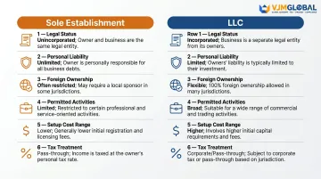 LLC versus sole establishment Dubai comparison infographic for Singapore entrepreneurs