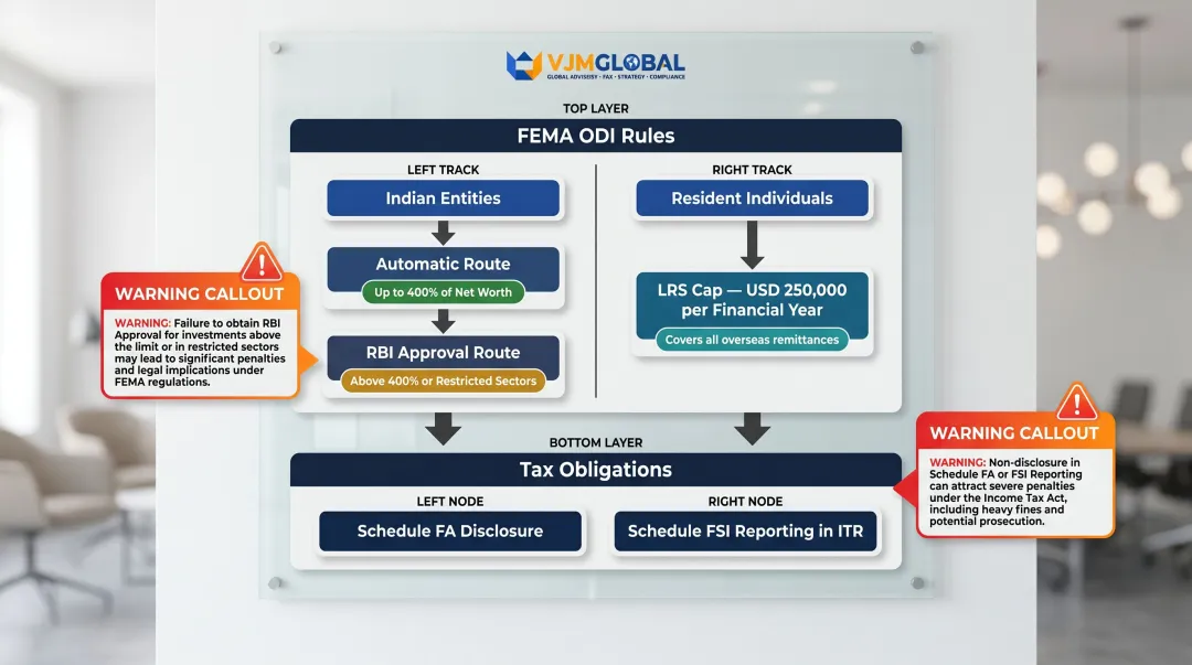 India FEMA ODI compliance framework two-layer structure for Indian residents abroad