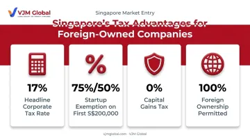 Singapore corporate tax rates and foreign ownership advantages infographic