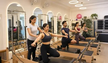 Boutique fitness studio interior with modern gym equipment