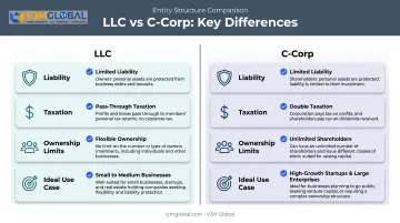 LLC versus C-Corp comparison chart for Malaysian founders forming US companies