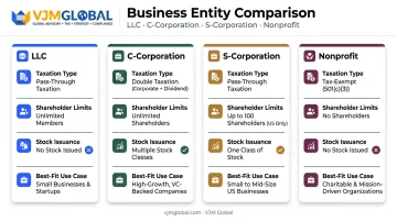 LLC C-corp S-corp and nonprofit business structure comparison chart