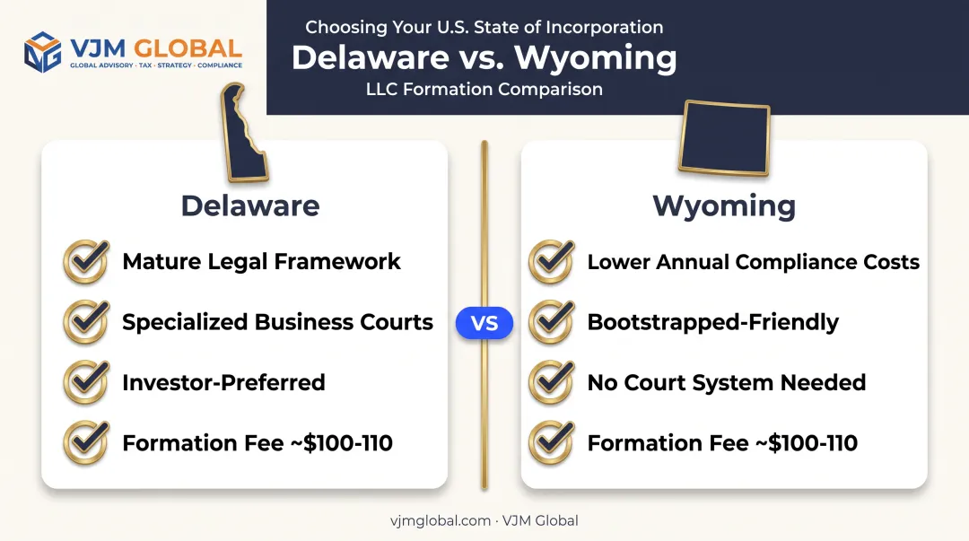Delaware versus Wyoming LLC formation comparison for UAE founders
