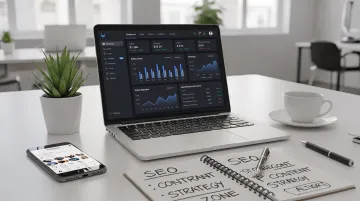 Entrepreneur working remotely on laptop running digital AI-driven business
