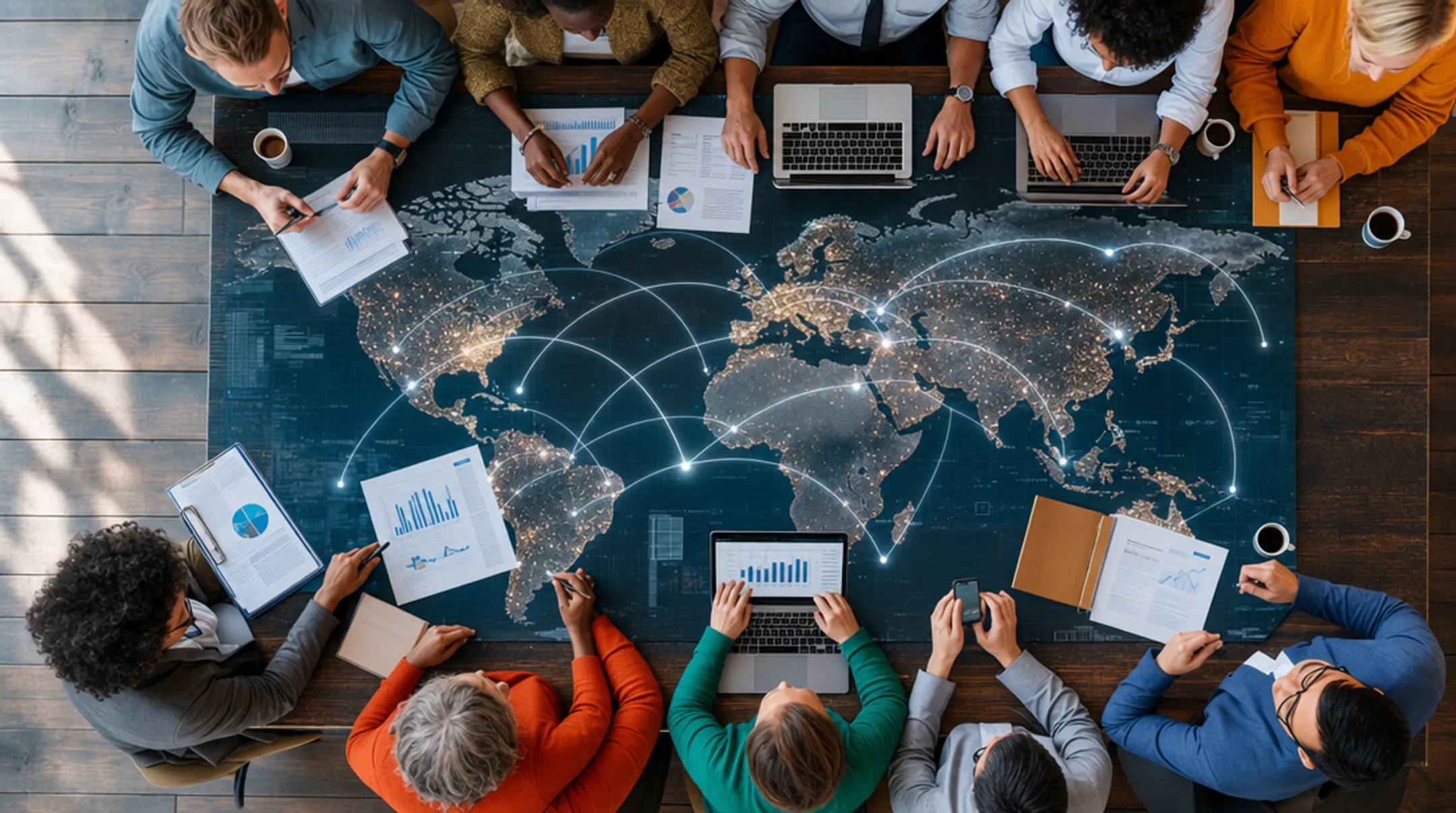 Global business professionals coordinating cross-border LLC formation and compliance services