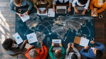 Global business professionals coordinating cross-border LLC formation and compliance services