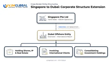 Singapore Pte Ltd Dubai offshore entity extension relationship diagram