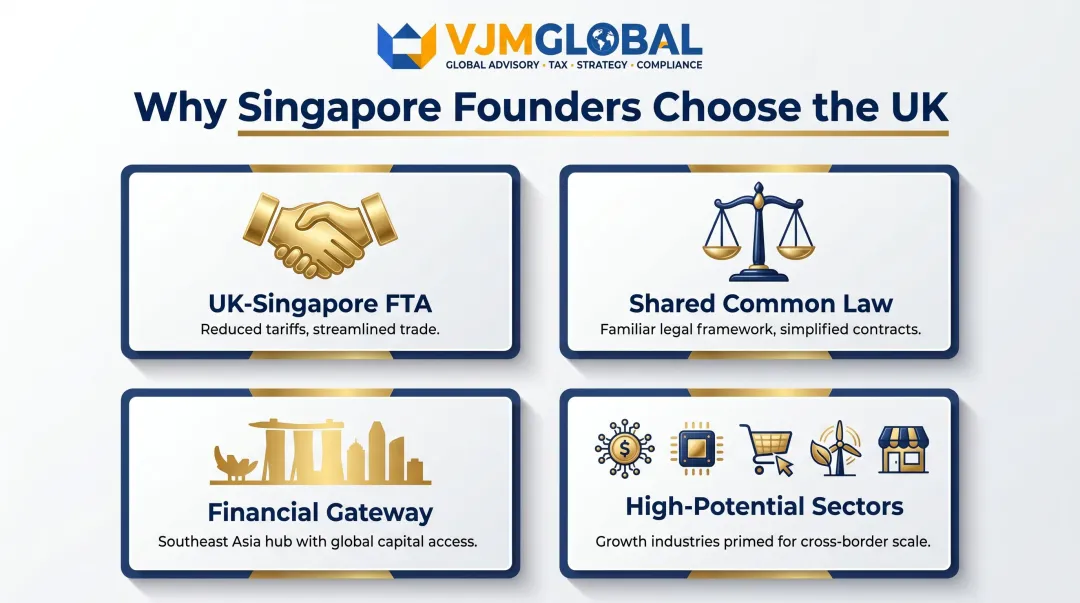 Four key UK entry advantages for Singapore entrepreneurs infographic