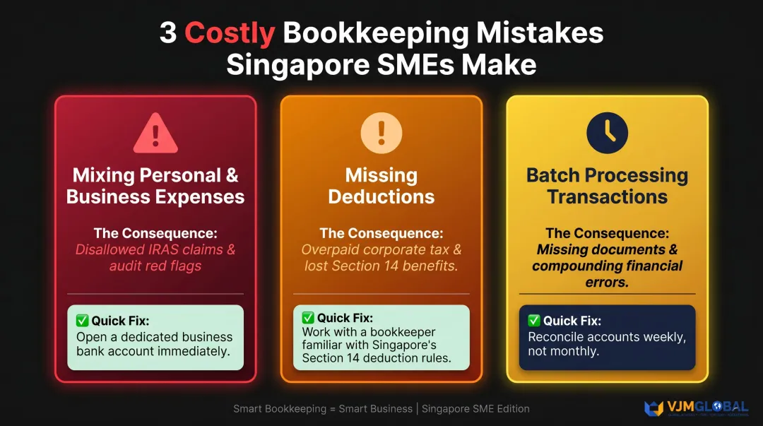 Three most common Singapore SME bookkeeping mistakes causes and consequences comparison
