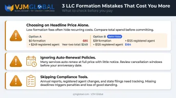 Three common LLC formation mistakes to avoid with cost comparison examples