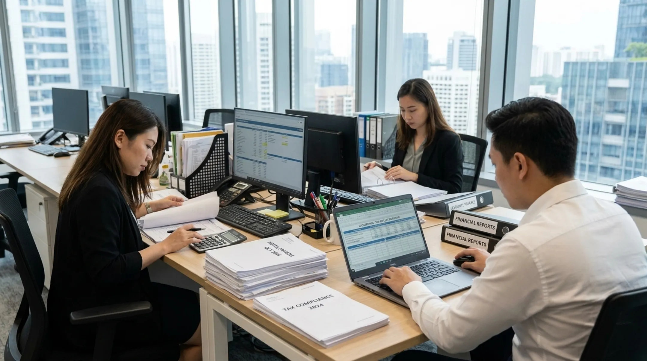 Hospitality accounting team managing hotel bookkeeping and tax compliance in Singapore