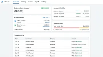 Xero and QuickBooks cloud accounting dashboard interface for SME bookkeeping