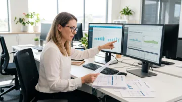 Bookkeeping specialist reviewing ecommerce financial reports and platform reconciliation statements