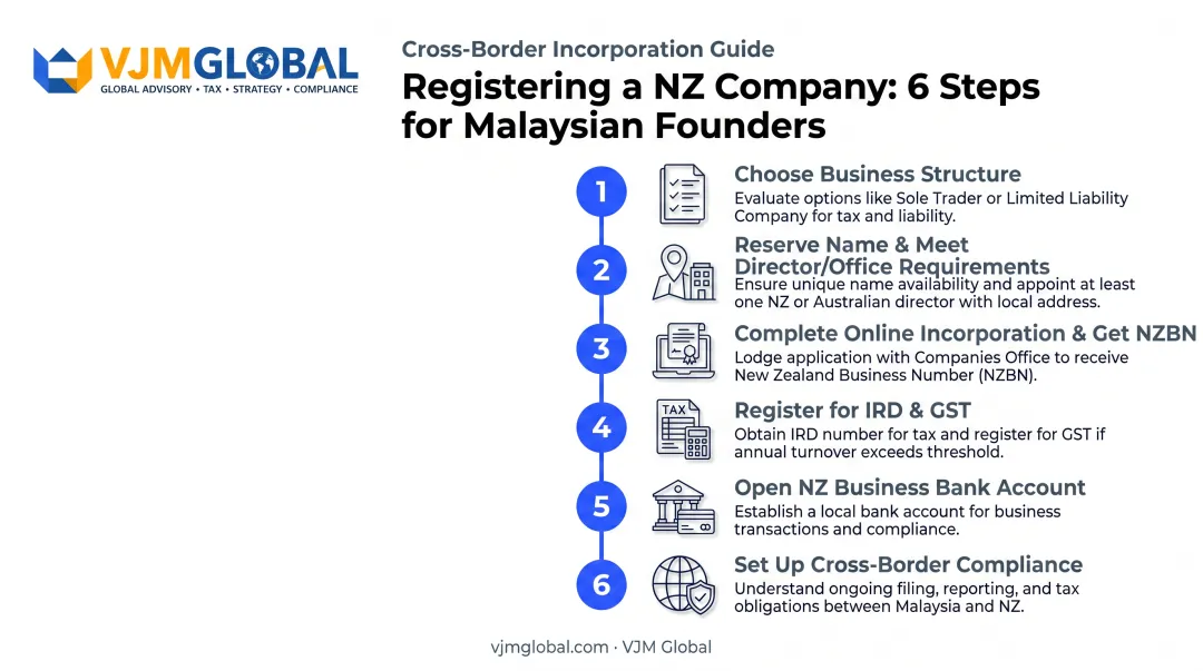 Six-step process to register a New Zealand company from Malaysia