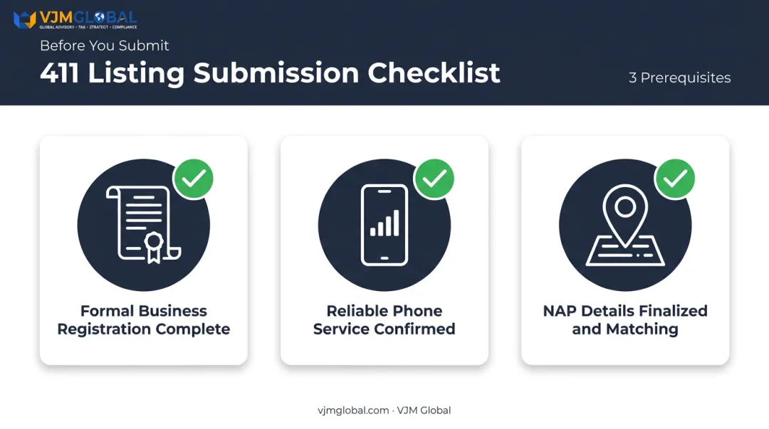 3-point checklist before registering business on 411 directory