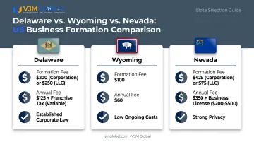 Delaware Wyoming Nevada LLC formation fees and annual costs comparison